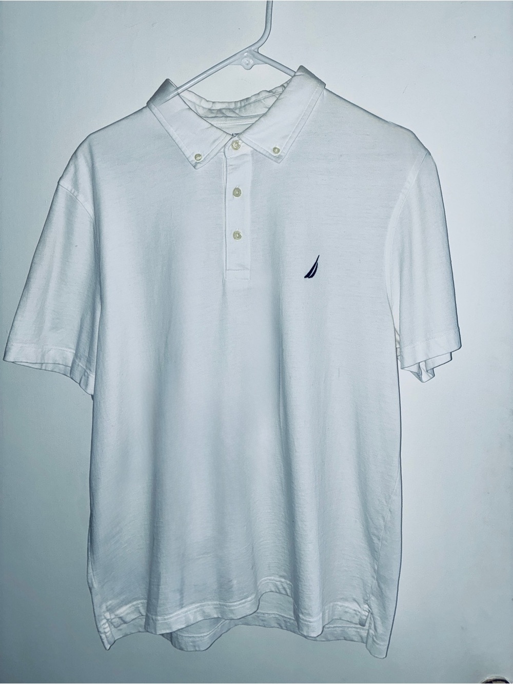 Nautica White Short-Sleeve Button-Down Polo